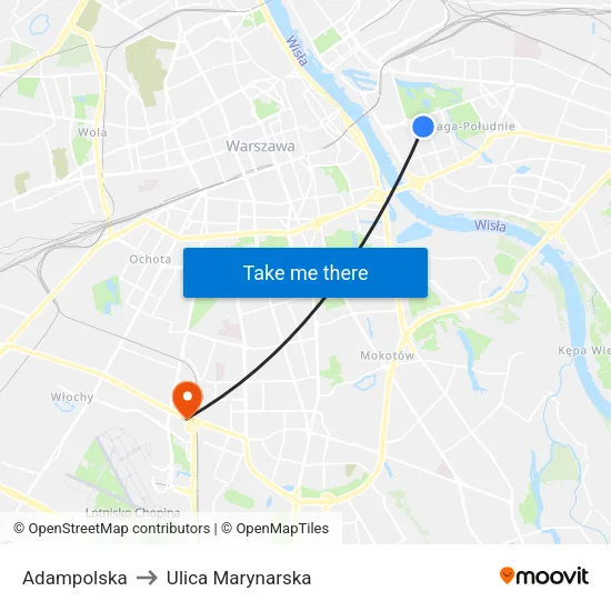 Adampolska to Ulica Marynarska map