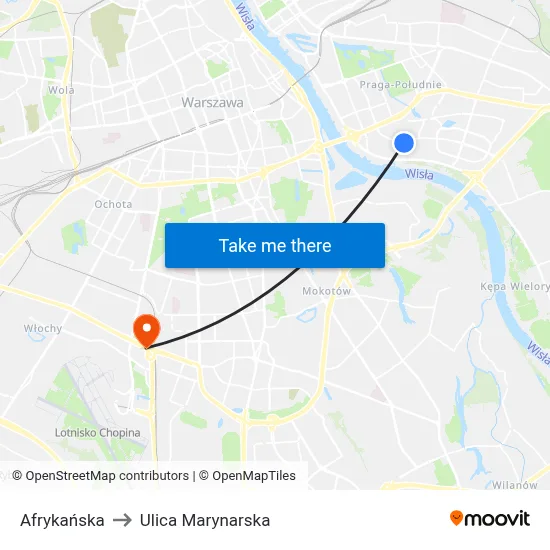 Afrykańska to Ulica Marynarska map