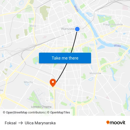 Foksal to Ulica Marynarska map