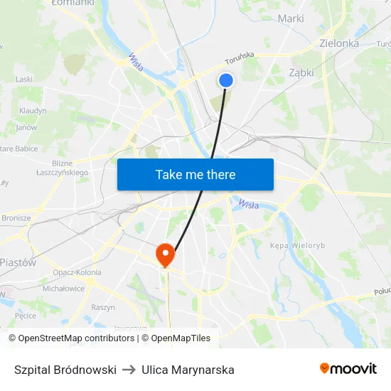 Szpital Bródnowski to Ulica Marynarska map