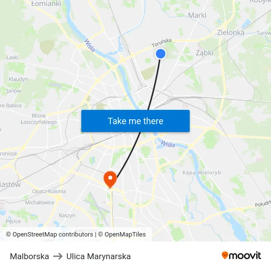 Malborska to Ulica Marynarska map