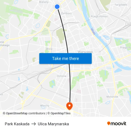 Park Kaskada to Ulica Marynarska map