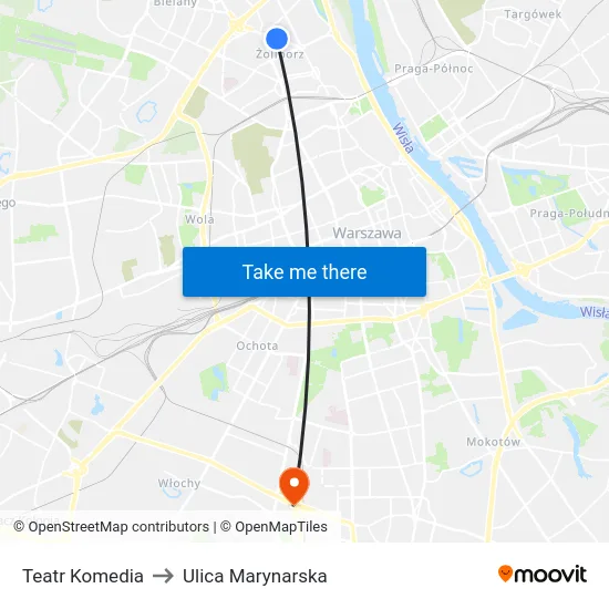 Teatr Komedia to Ulica Marynarska map