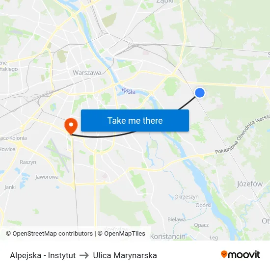 Alpejska - Instytut to Ulica Marynarska map