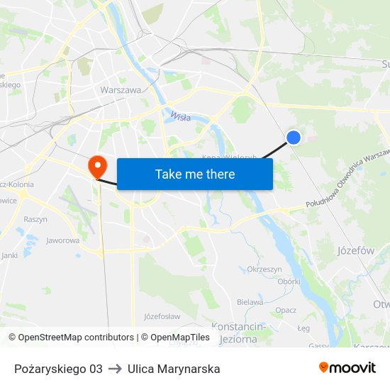 Pożaryskiego to Ulica Marynarska map