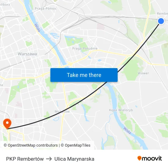 PKP Rembertów to Ulica Marynarska map
