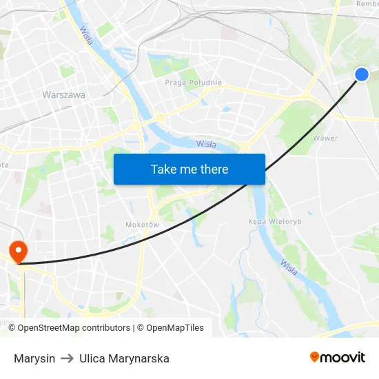 Marysin to Ulica Marynarska map