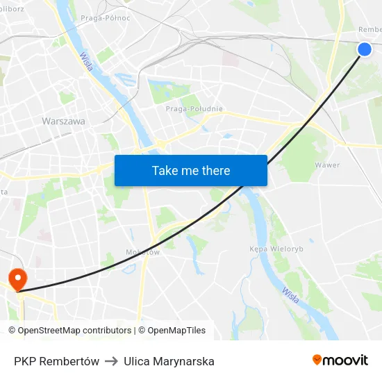 PKP Rembertów to Ulica Marynarska map