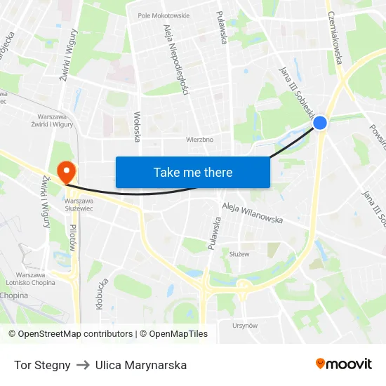 Tor Stegny to Ulica Marynarska map