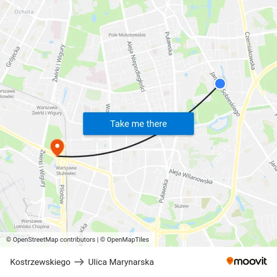 Kostrzewskiego to Ulica Marynarska map