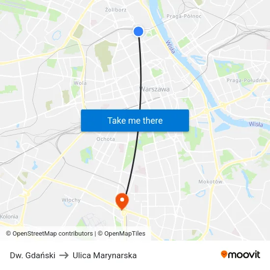 Dw. Gdański to Ulica Marynarska map