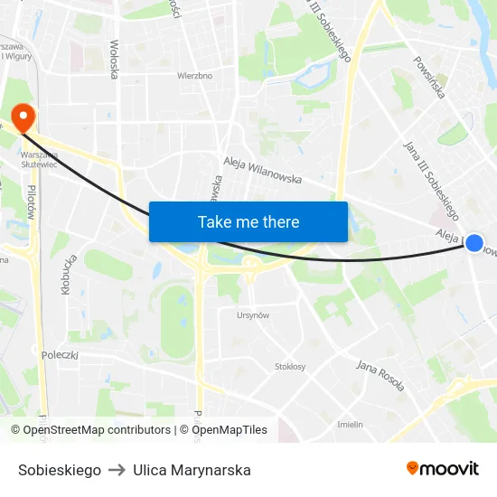 Sobieskiego to Ulica Marynarska map