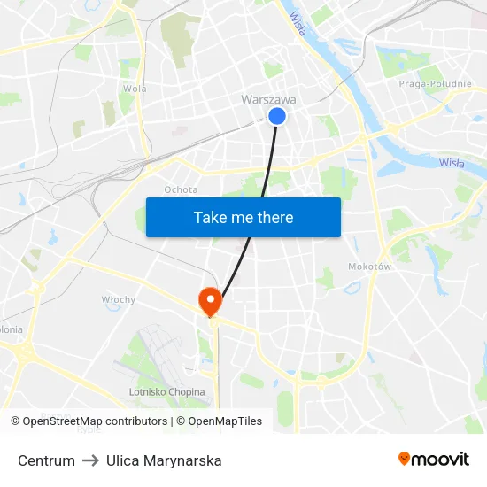 Centrum to Ulica Marynarska map