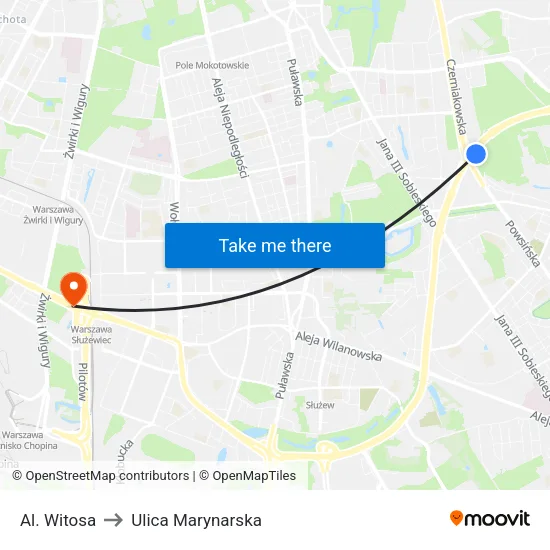 Al. Witosa to Ulica Marynarska map