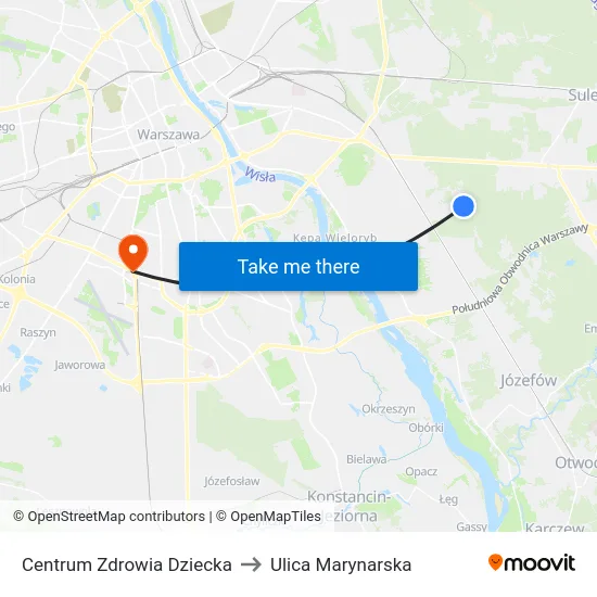 Centrum Zdrowia Dziecka to Ulica Marynarska map