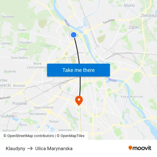 Klaudyny to Ulica Marynarska map