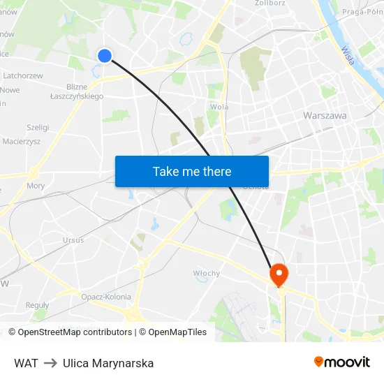WAT to Ulica Marynarska map