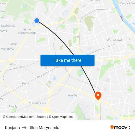 Kocjana to Ulica Marynarska map