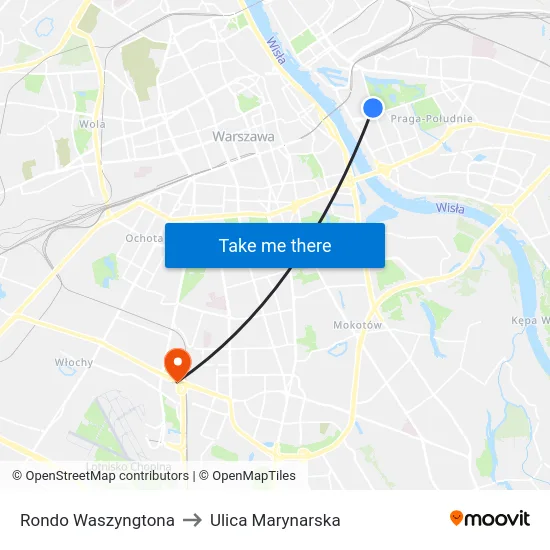 Rondo Waszyngtona to Ulica Marynarska map