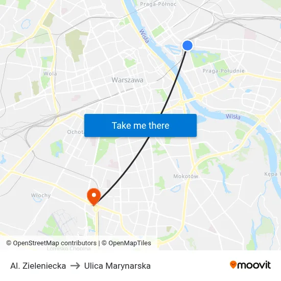 Al. Zieleniecka to Ulica Marynarska map