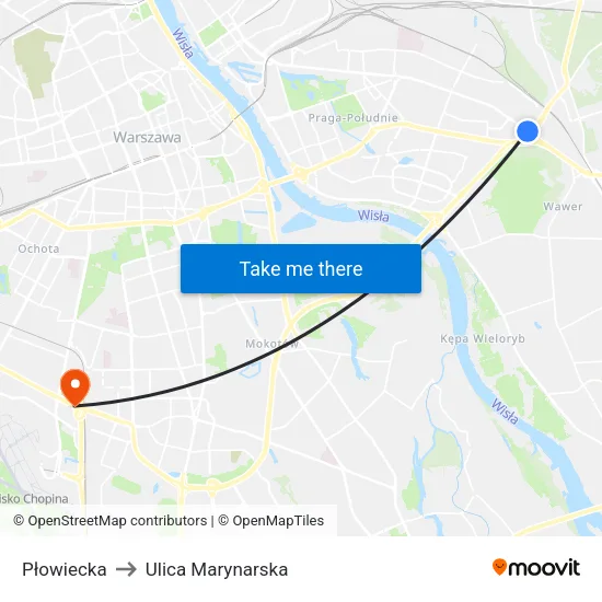 Płowiecka to Ulica Marynarska map