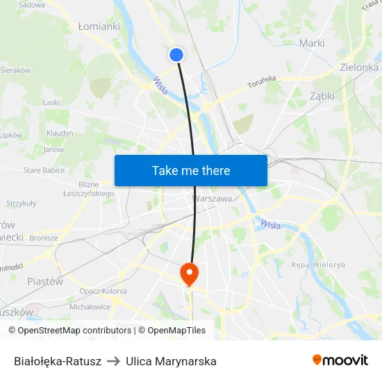 Białołęka - Ratusz to Ulica Marynarska map