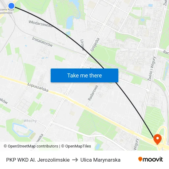 PKP WKD Al. Jerozolimskie to Ulica Marynarska map