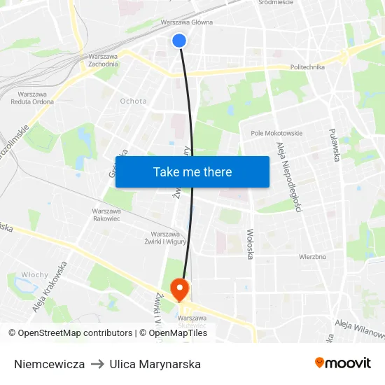 Niemcewicza to Ulica Marynarska map