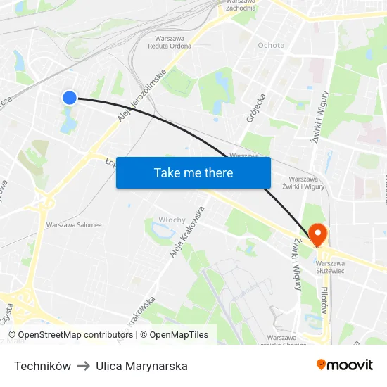 Techników to Ulica Marynarska map
