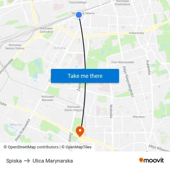 Spiska to Ulica Marynarska map