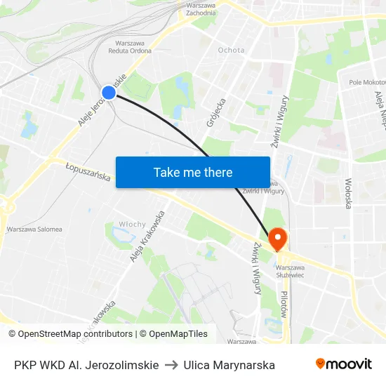PKP WKD Al. Jerozolimskie to Ulica Marynarska map