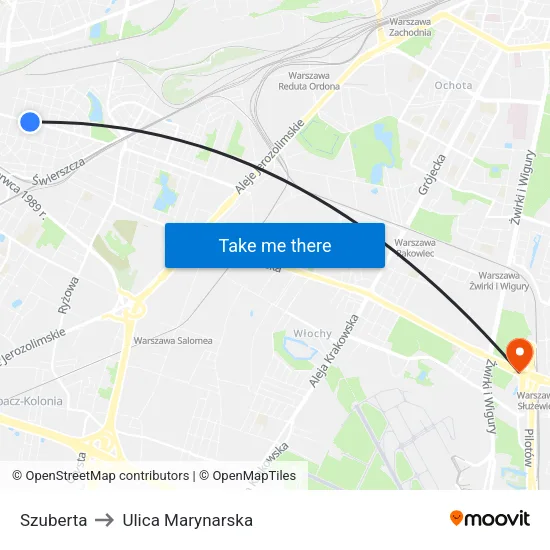 Szuberta to Ulica Marynarska map