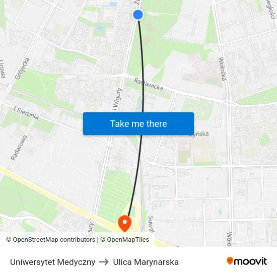 Uniwersytet Medyczny to Ulica Marynarska map