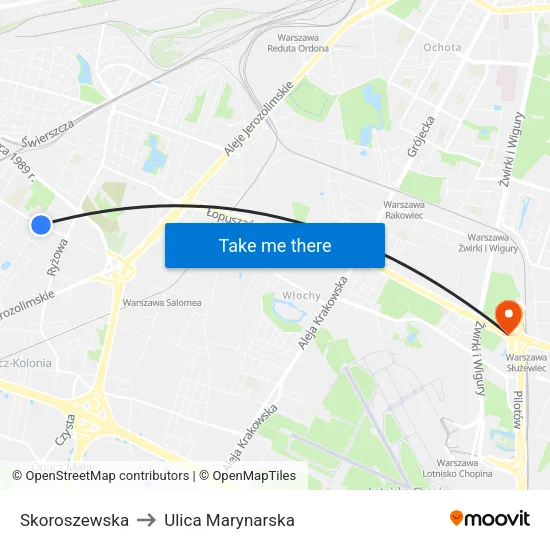 Skoroszewska to Ulica Marynarska map