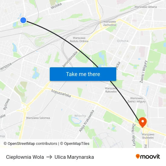 Ciepłownia Wola to Ulica Marynarska map