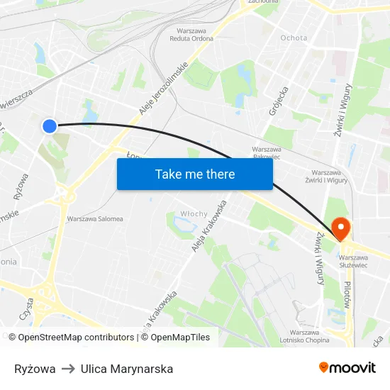 Ryżowa to Ulica Marynarska map