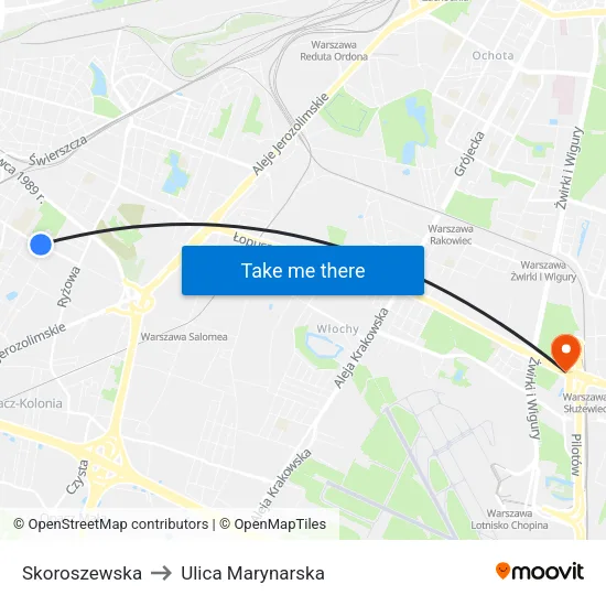 Skoroszewska to Ulica Marynarska map