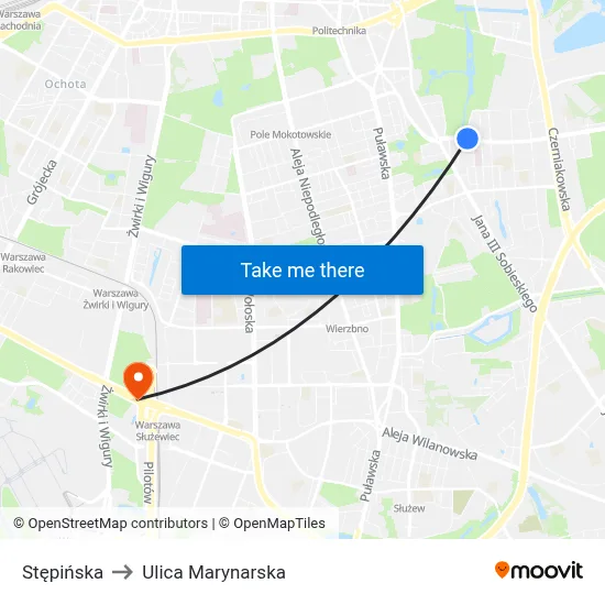 Stępińska to Ulica Marynarska map