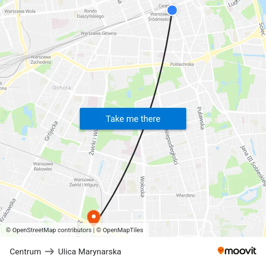 Centrum to Ulica Marynarska map