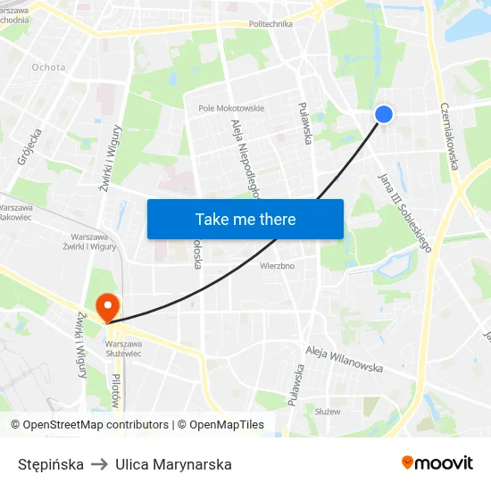 Stępińska to Ulica Marynarska map