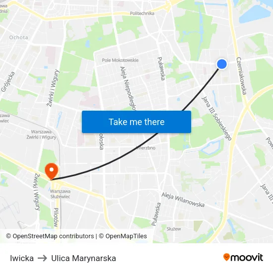 Iwicka to Ulica Marynarska map