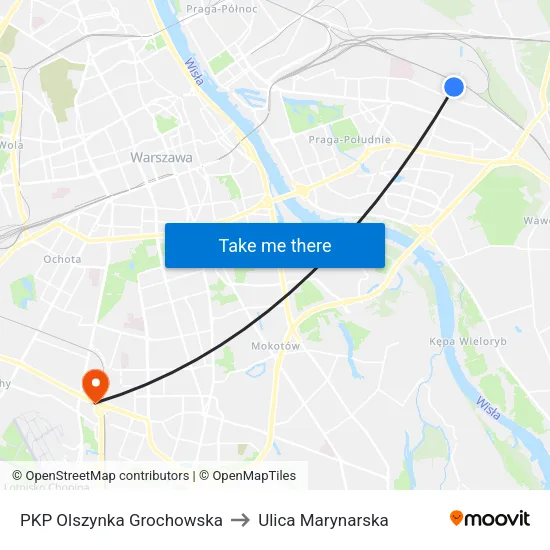 PKP Olszynka Grochowska to Ulica Marynarska map