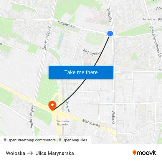 Wołoska to Ulica Marynarska map