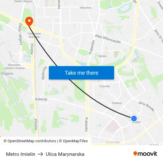 Metro Imielin to Ulica Marynarska map