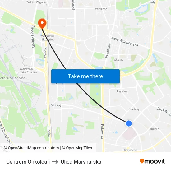 Centrum Onkologii to Ulica Marynarska map