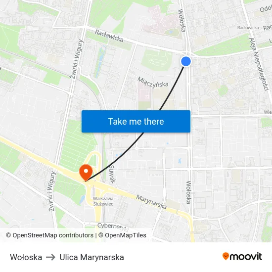 Wołoska to Ulica Marynarska map