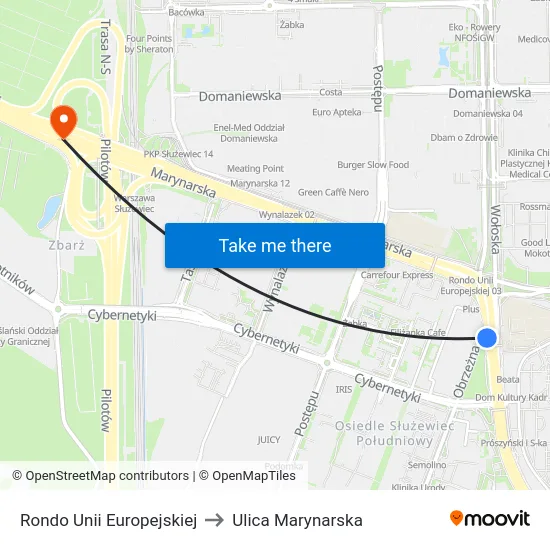 Rondo Unii Europejskiej to Ulica Marynarska map