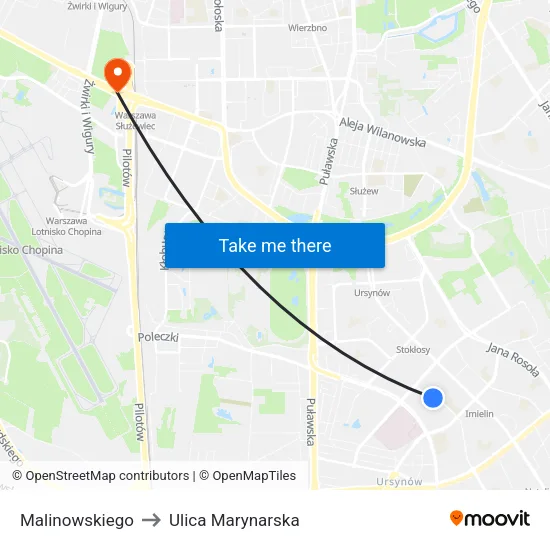 Malinowskiego to Ulica Marynarska map