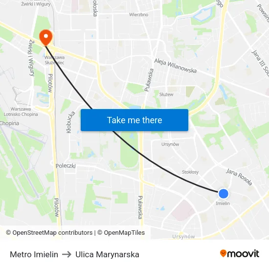 Metro Imielin to Ulica Marynarska map