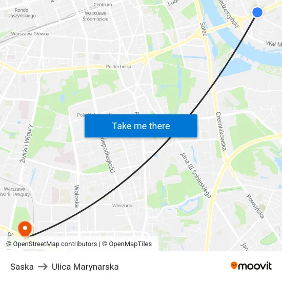Saska to Ulica Marynarska map